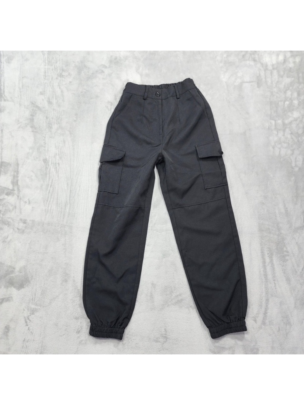 Tian Mei Pants Womens M Black Cargo Jogger Elastic Waist Cuffed Casual Utility